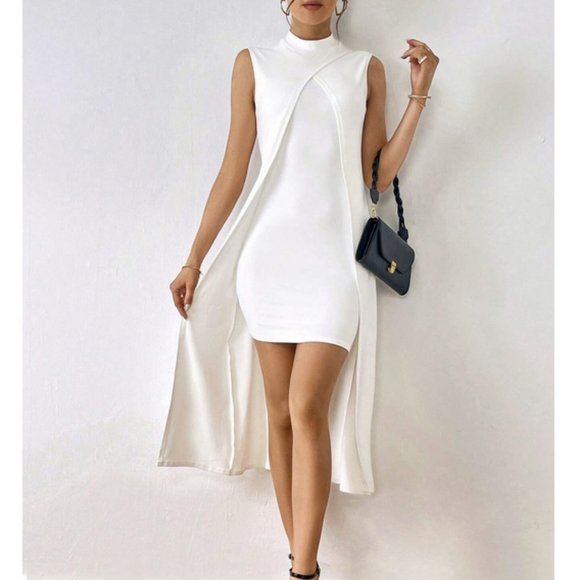Contemporary Chic Mock Neck Sleeveless Dress white - Picture 2 of 5